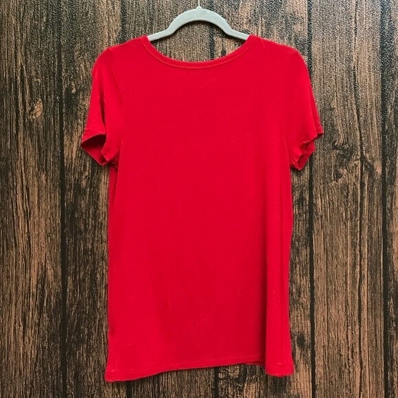 Merona Red V Neck T Shirt Short Sleeve Women's Size Small - Picture 9 of 9